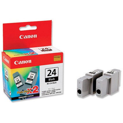 Canon BCI24BK Inkjet Cartridge Page Life 260pp Black Ref 6881A009 [Pack 2]