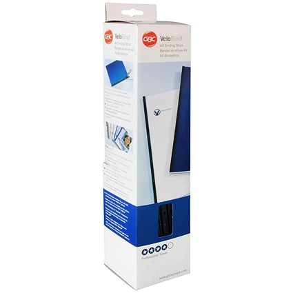 GBC Velobinder Binding Strips, 45mm, 4 Prongs, Blue, Pack of 25