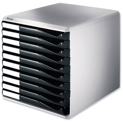 Leitz Form Set Filing Unit with 10 Drawers A4 W291x352x291mm Black and Grey