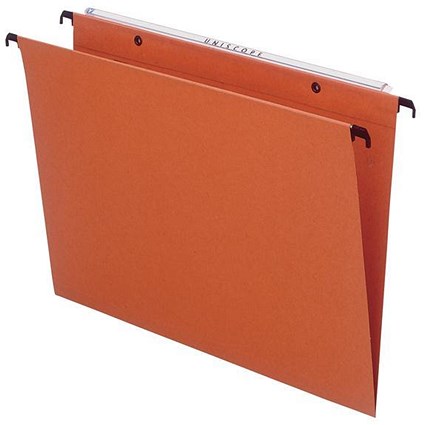 Bantex Linking Suspension Files, Square Base, 30mm Capacity, Foolscap, Orange, Pack of 25