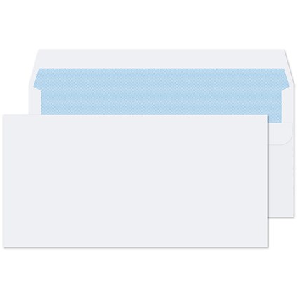 Blake Everyday Envelopes DL White Wallet Plain Self Seal 100gsm 110x220mm (Pack 500) -