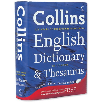 Collins Dictionary and Thesaurus with Internet-linked supplement Hardback