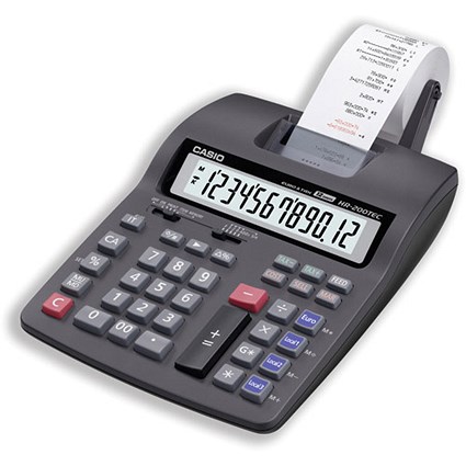 Casio Calculator Printing Euro Tax Mains-power 12 Digit 2.4 Lines/sec 199x249x72mm Ref HR200TEC