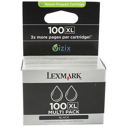 Lexmark 100XL High Yield Black Inkjet Cartridges (Twinpack)
