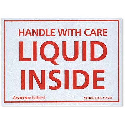 "Liquid Inside" Parcel Labels - 500 Labels