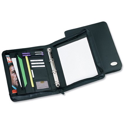 Masters Zip Ring Binder Conference Folder 4 Ring 25mm Mechanism W300xD70xH360mm Black