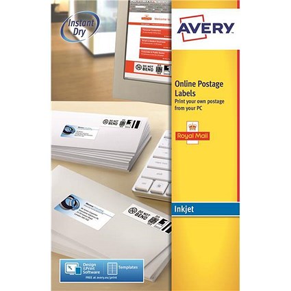 Avery Smartstamp Bulk Inkjet Labels / 20 per Sheet / 69x38mm / J5101-25 / 500 Labels