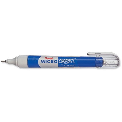 Pentel Micro Correct Pocket Correction Fluid Pen Needle Point Precision Tip 7ml [Pack 12]