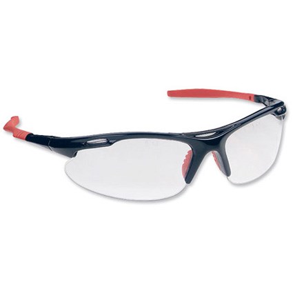 JSP Martcare Sports Spectacles, Clear Lens, Black & Red Frame