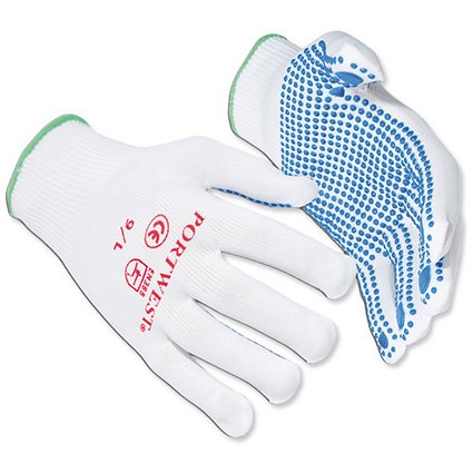 Polka Dot Gloves, EN420 & EN388 Certification, Large, Blue, 12 Pairs