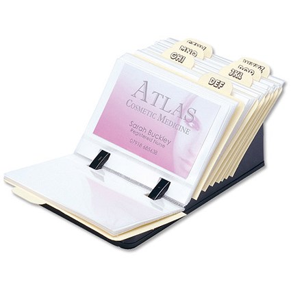 Business Card File / 50 Sleeves & A-Z Index / Supplied with 150 A7 Cards / Black