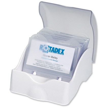 Rotadex Business Card File Miniflix Closed includes 50 Sleeves and A-Z Index Ice Clear