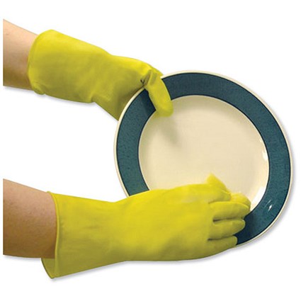 Polyco Matrix Household Gloves / Lightweight / Medium / Yellow / 12 Pairs