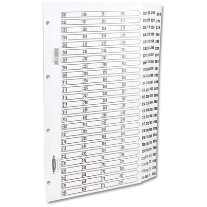 Concord Classic Index / Mylar-reinforced / Punched 4 Holes / 201-300 / A4 / White
