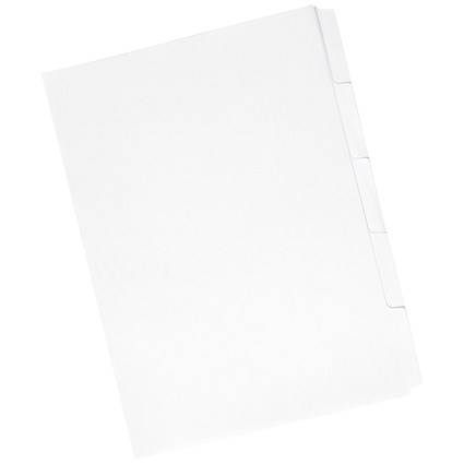 Concord Presentation Dividers, Unpunched, Reverse Tabs, 5-Part, A4, White, Pack of 50