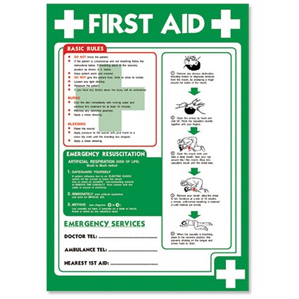 Stewart Superior Health and Safety Poster Laminated First Aid H420xW595mm HS014