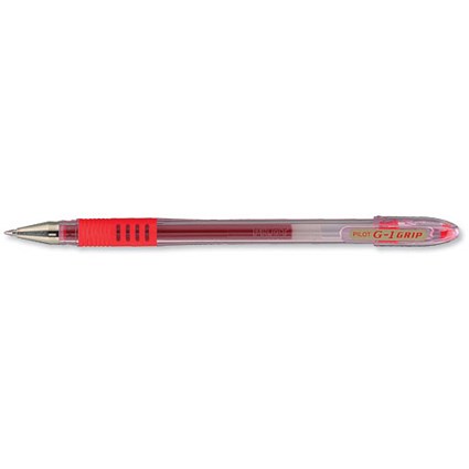 Pilot G-107 Grip Gel Rollerball Pen, Fine, Red, Pack of 12