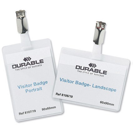 Durable Name Badges Visitors with Rotating Clip 60x90mm Ref 8612 [Pack 5]
