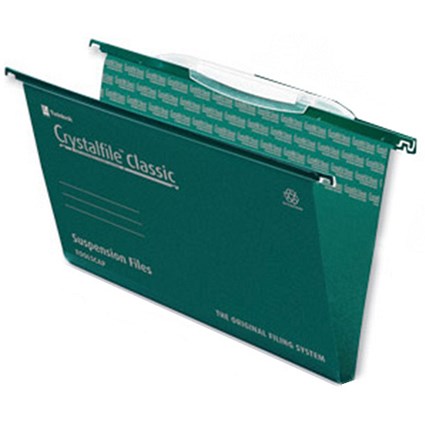 Rexel CrystalFiles Classic Suspension Files with Link Tabs, Square Base, 30mm Capacity, Foolscap, Pack of 50
