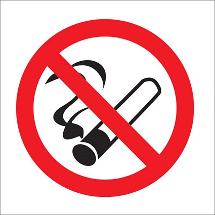 No Smoking Sign for Vehicles 100x100mm White Double-Sided Self-adhesive Vinyl