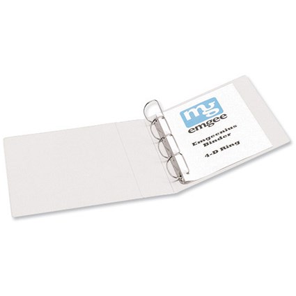 Emgeenius Presentation Binders 4 D-Ring with Cover Pockets 40mm Capacity A4 White [Pack 10]