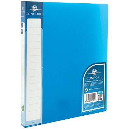 Concord Vibrant Ring Binder, A4, 2 O-Ring, 15mm Capacity, Blue, Pack of 10