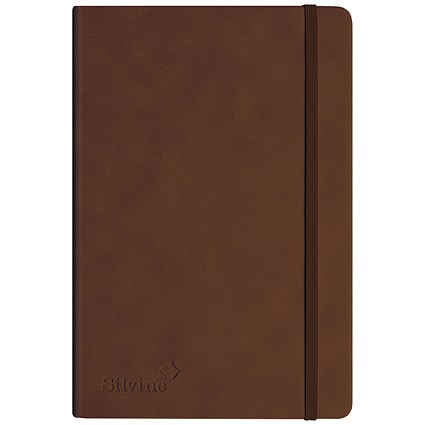 Silvine Executive Soft Feel Notebook, A5, Ruled with Marker Ribbon, 160 Pages, Tan
