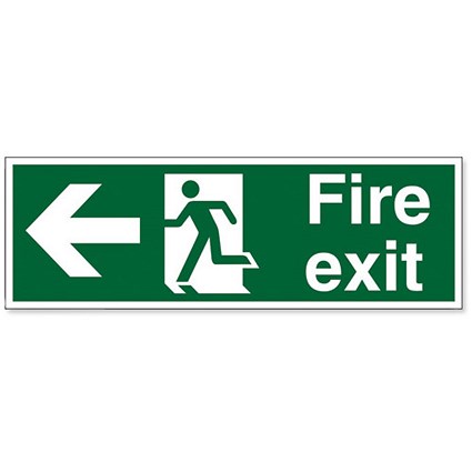 Stewart Superior Fire Exit Sign Man and Arrow Left W600xW200mm Self-adhesive Vinyl