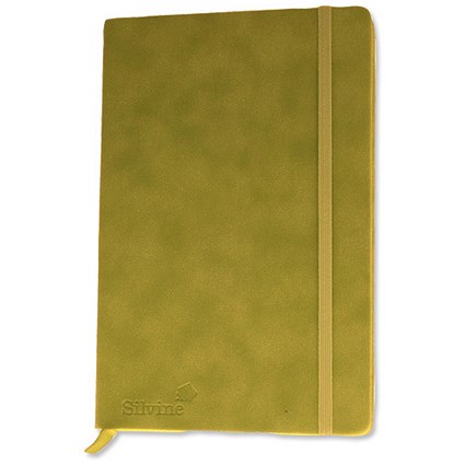 Silvine Executive Soft Feel Notebook / A5 / Ruled with Marker Ribbon / 160 Pages / Lime Green