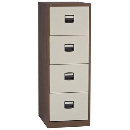 Trexus Foolscap Filing Cabinet, 4-Drawer, Brown & Cream