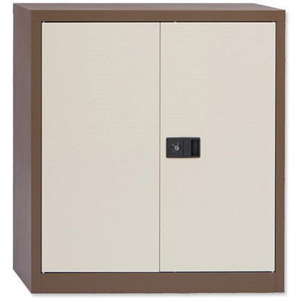 Trexus Storage Cupboard / Low / Steel / Brown and Cream