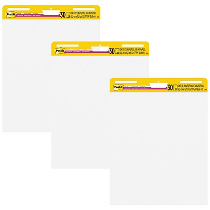 Post-It Meeting Chart, Self-Adhesive, 30 Sheets, A1, 2 Meeting Charts + 1 Free (Pack of 3)