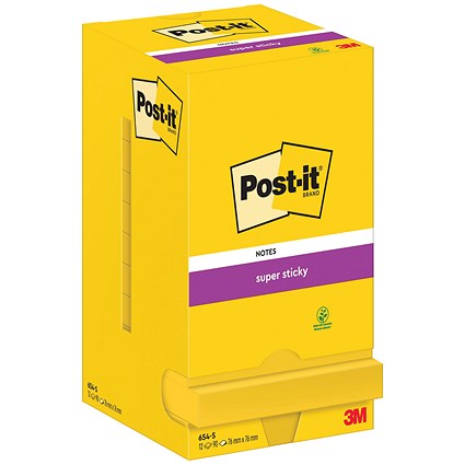 Post-it Super Sticky Notes Display Pack, 76 x 76mm, Ultra Yellow, Pack of 12 x 90 Notes Post-it Super Sticky Notes Display Pack, 76 x 76mm, Ultra Yellow, Pack of 12 x 90 Notes