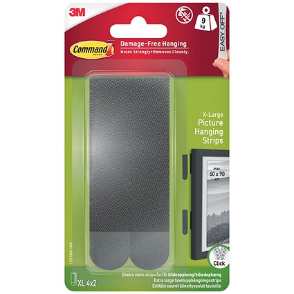 Command Heavyweight Picture Hanging Strips, XL, Black, Pack of 8