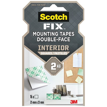 Scotch-Fix Double-Sided Interior Mounting Squares 25x25mm (Pack of 16)