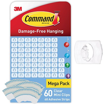 Command Clear 60 Decorating Clips + 68 Clear Strips Transparent