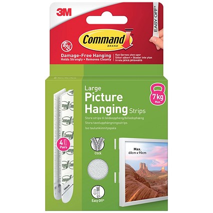 Command Picture Hanging Strips 4 Pairs Large White (Pack of 8)