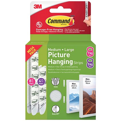 Command Picture Hanging Strips Medium + Large White (Pack of 24)