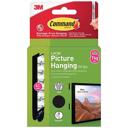 Command Picture Hanging Strips 4 Pairs Black Large (Pack of 8)