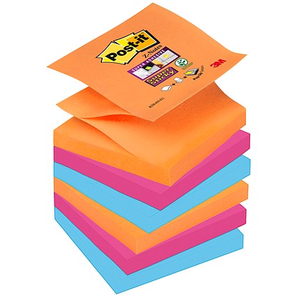 Post-it Super Sticky Z-Notes, 76x76mm, Bangkok, Pack of 6 x 90 Notes