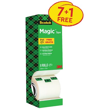 Scotch Magic Tape, 19mm x 33m, Pack of 8