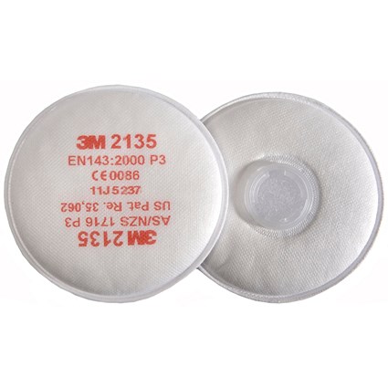 3M P3 Filter Pairs Bayonet Fitting System White 2135 (Pack of 20)