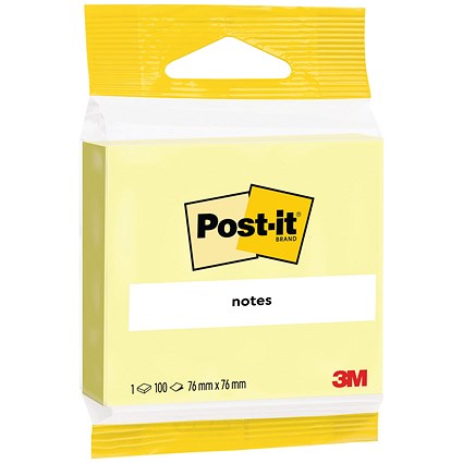 Post-it Notes, 76 x 76mm, Yellow, Pack of 12 x 100 Notes