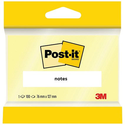 Post-it Notes, 76 x 127mm, Yellow, Pack of 12 x 100 Notes