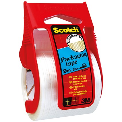 Scotch Reinforced Packaging Tape 50mmx9m with Easy Start Dispenser Clear X.5009D