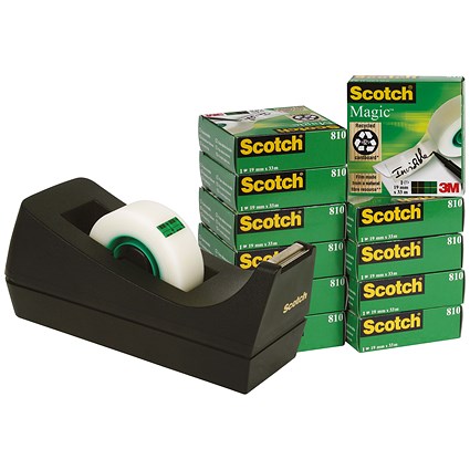 Scotch Magic Tape 12 rolls with FREE Dispenser - 19mm x 33m