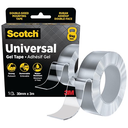 Scotch Universal Gel Tape Double Sided 30mmx3m Clear