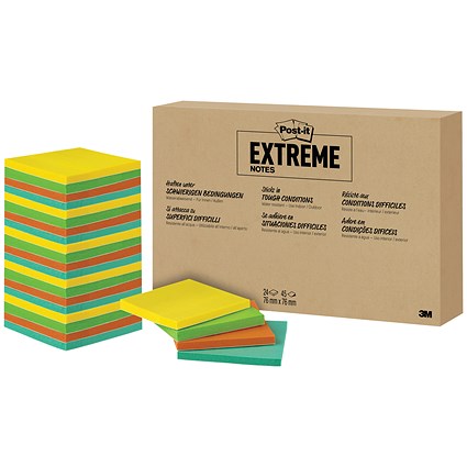 Post-it Notes Extreme, 76 x 76mm, Assorted, Pack of 24