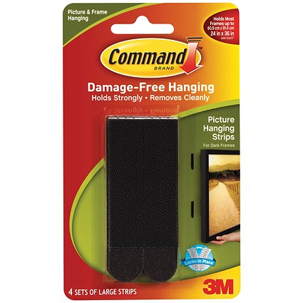 Command Picture Hanging Strips, Large, Black, Pack of 4