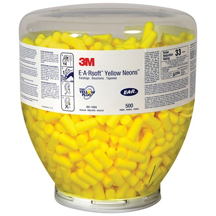 3M E-A-R Soft Yellow Neons Earplug Refill Bottle, Yellow, Pack of 500 3M E-A-R Soft Yellow Neons Earplug Refill Bottle, Yellow, Pack of 500